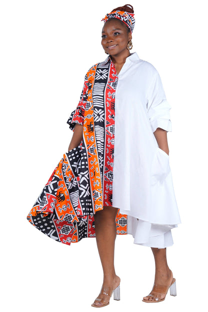African Accent High Low Swing Dress & Men's Top | One Size & Plus Size