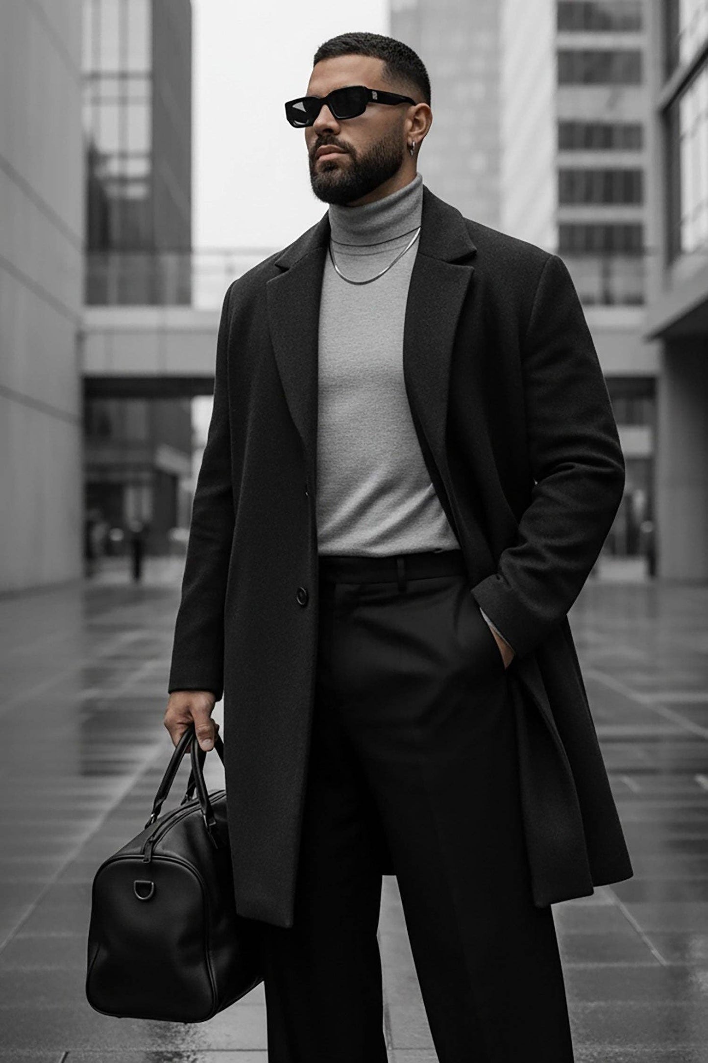 Men's Turtleneck Ribbed Solid Basic Sweater LS2100