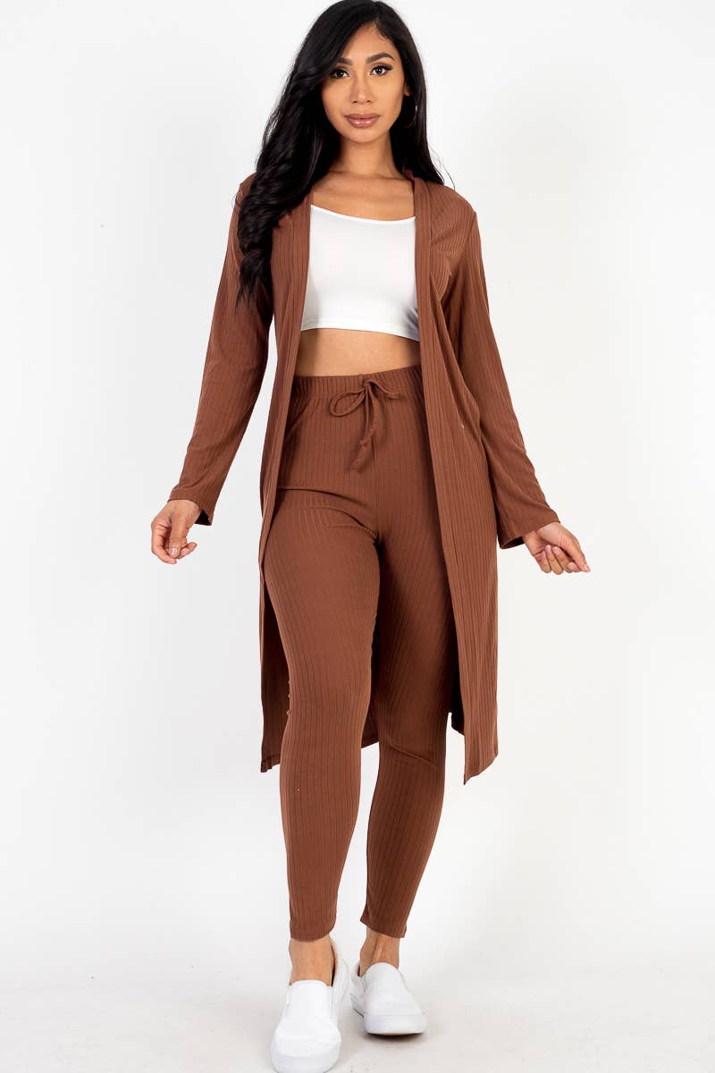 Ribbed Cardigan & Leggings Set