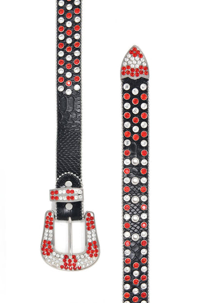 Men's Jewels Rhinestone Stone Buckle leather belt