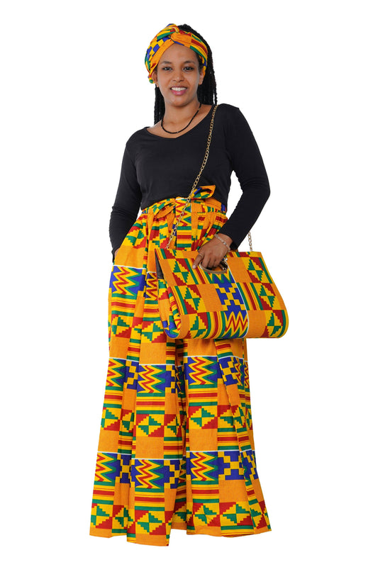 African Long Maxi Skirt With Handbag
