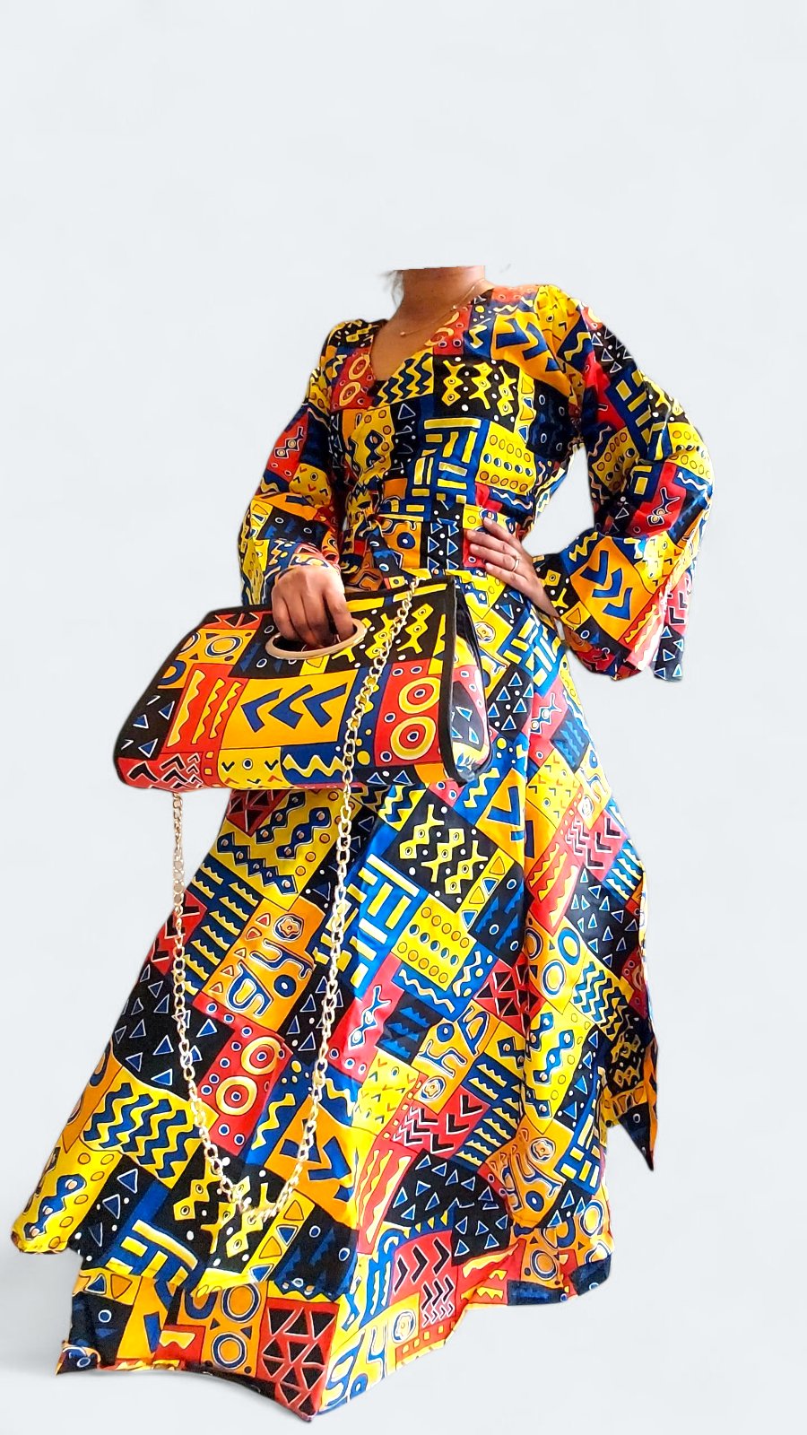 3pcs Set Maxi Skirt Pocketbook wrap Dress D