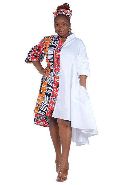 African Accent High Low Swing Dress & Men's Top | One Size & Plus Size