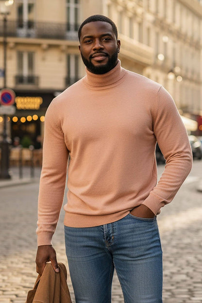 Men's Turtleneck Ribbed Solid Basic Sweater LS2100