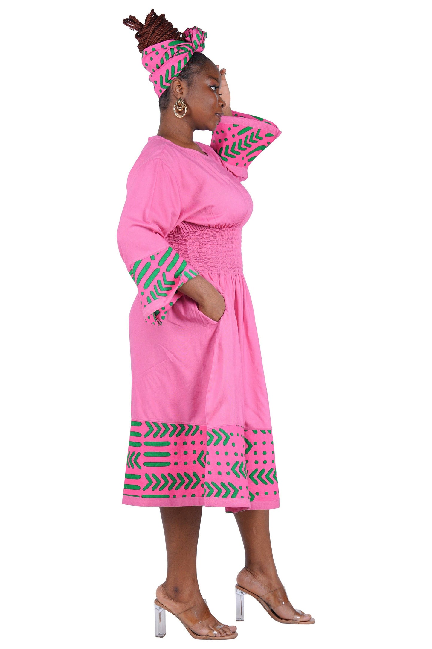 African Trim Midi Dress