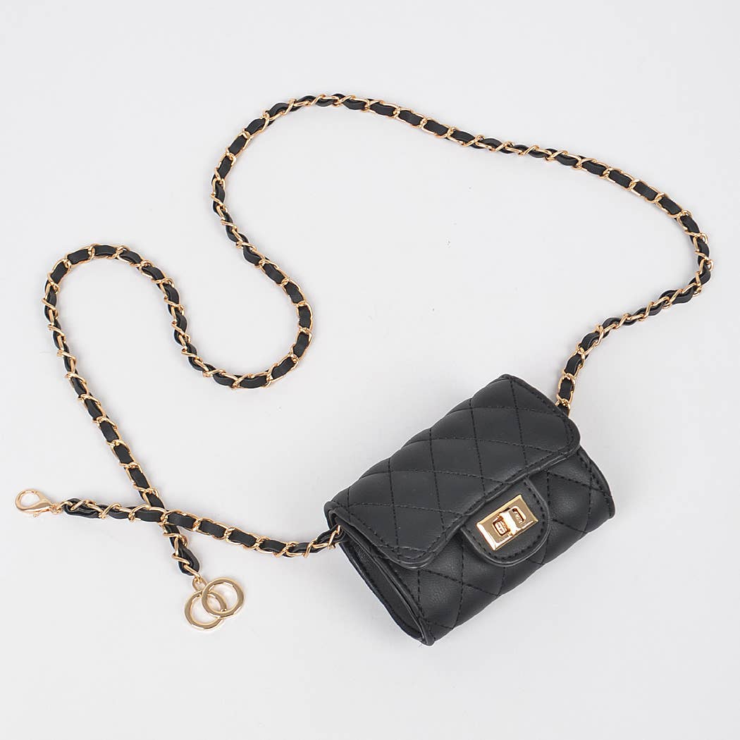 Quilted Mini Bag w/ Chain Belt