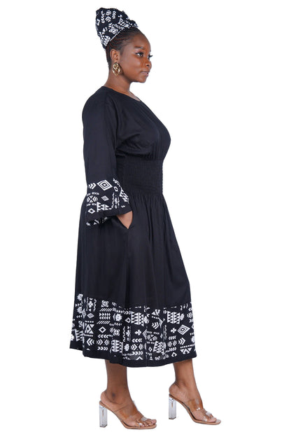 African Trim Midi Dress