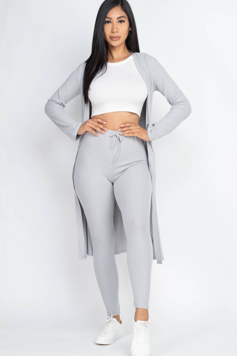 Ribbed Cardigan & Leggings Set