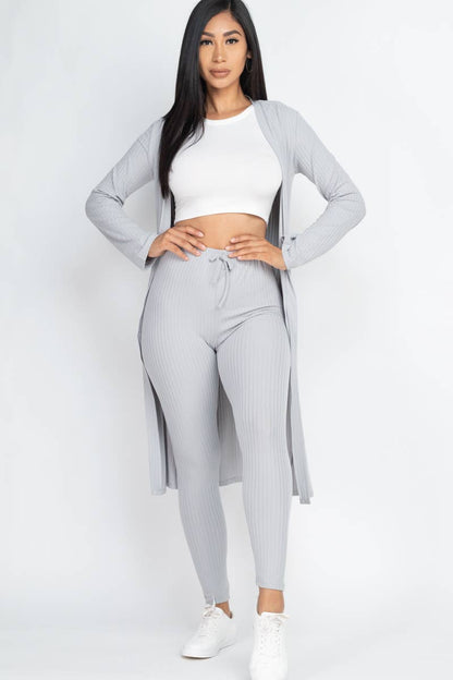 Ribbed Cardigan & Leggings Set
