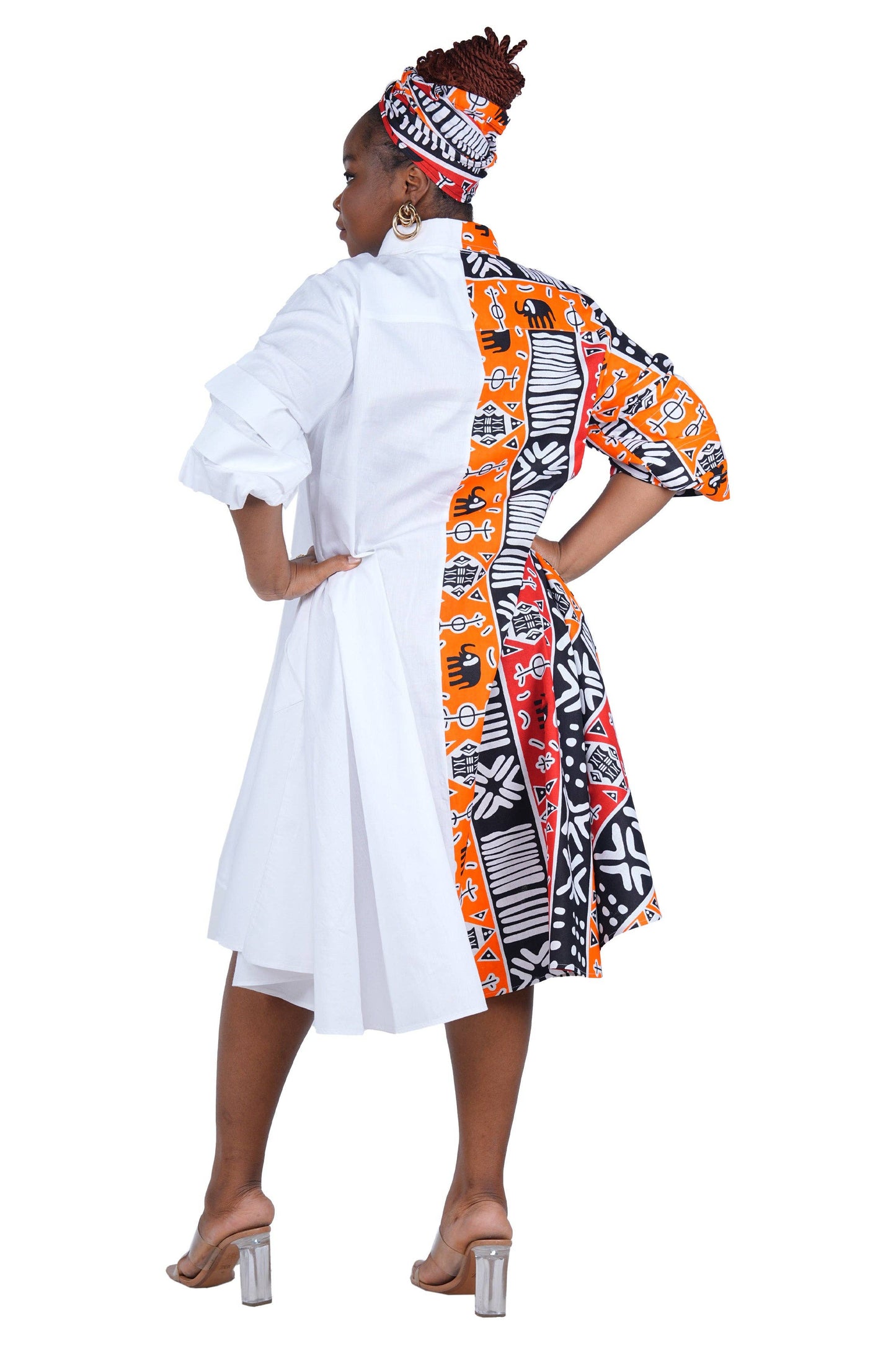 African Accent High Low Swing Dress & Men's Top | One Size & Plus Size