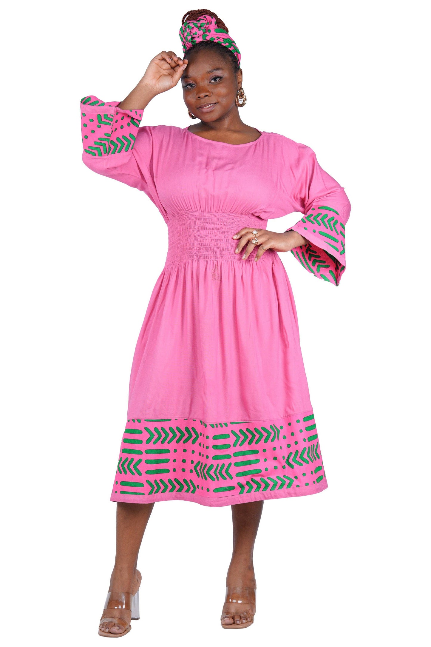 African Trim Midi Dress