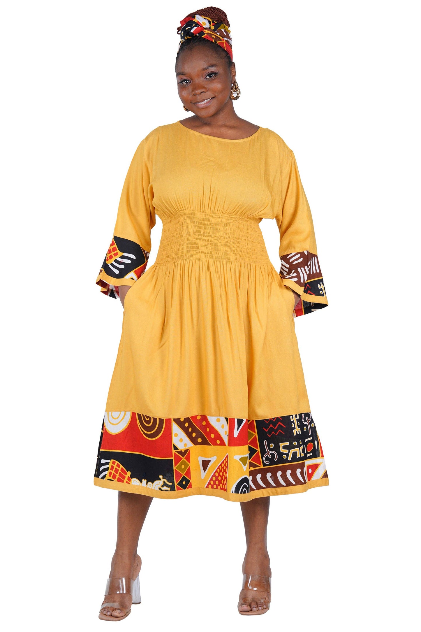African Trim Midi Dress