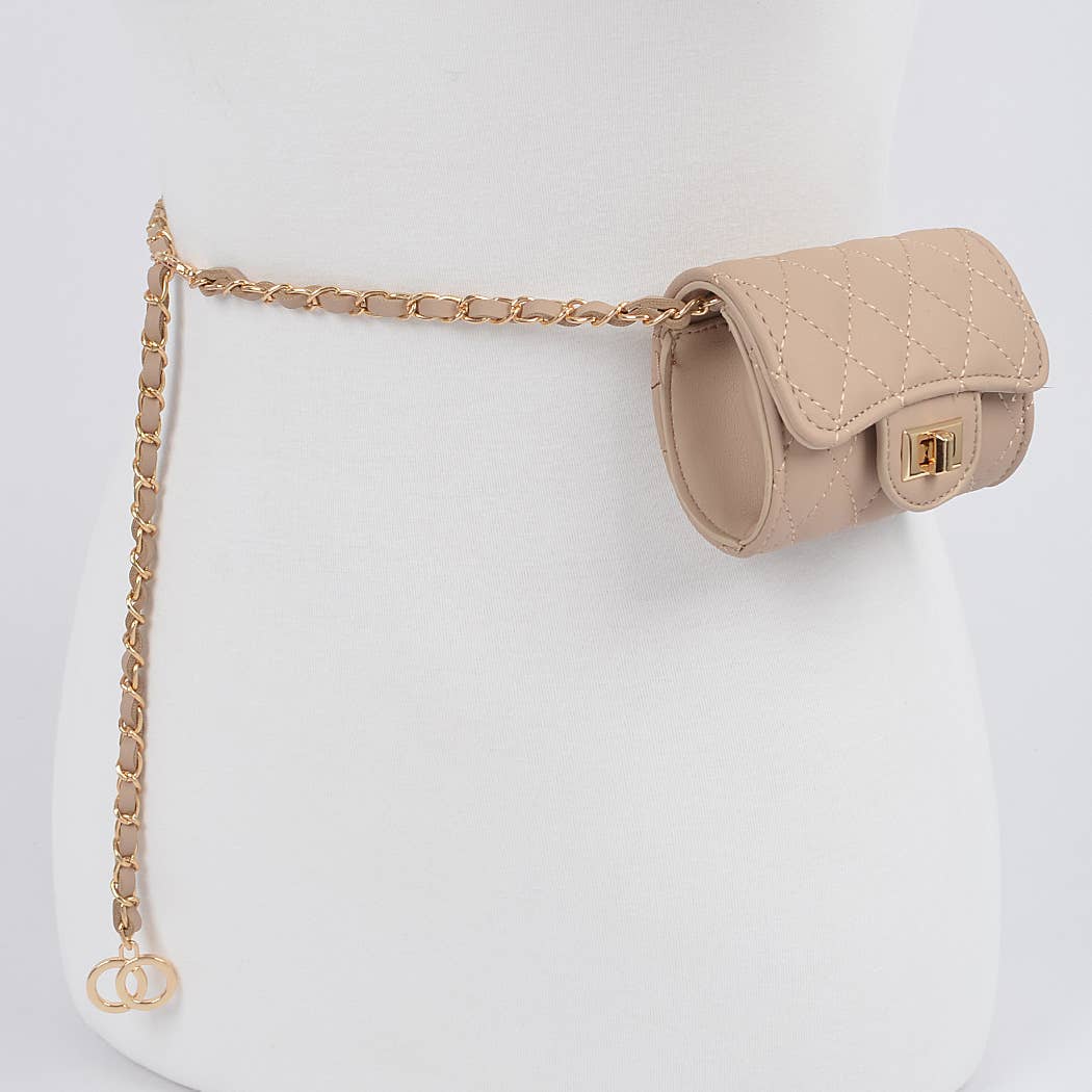 Quilted Mini Bag w/ Chain Belt