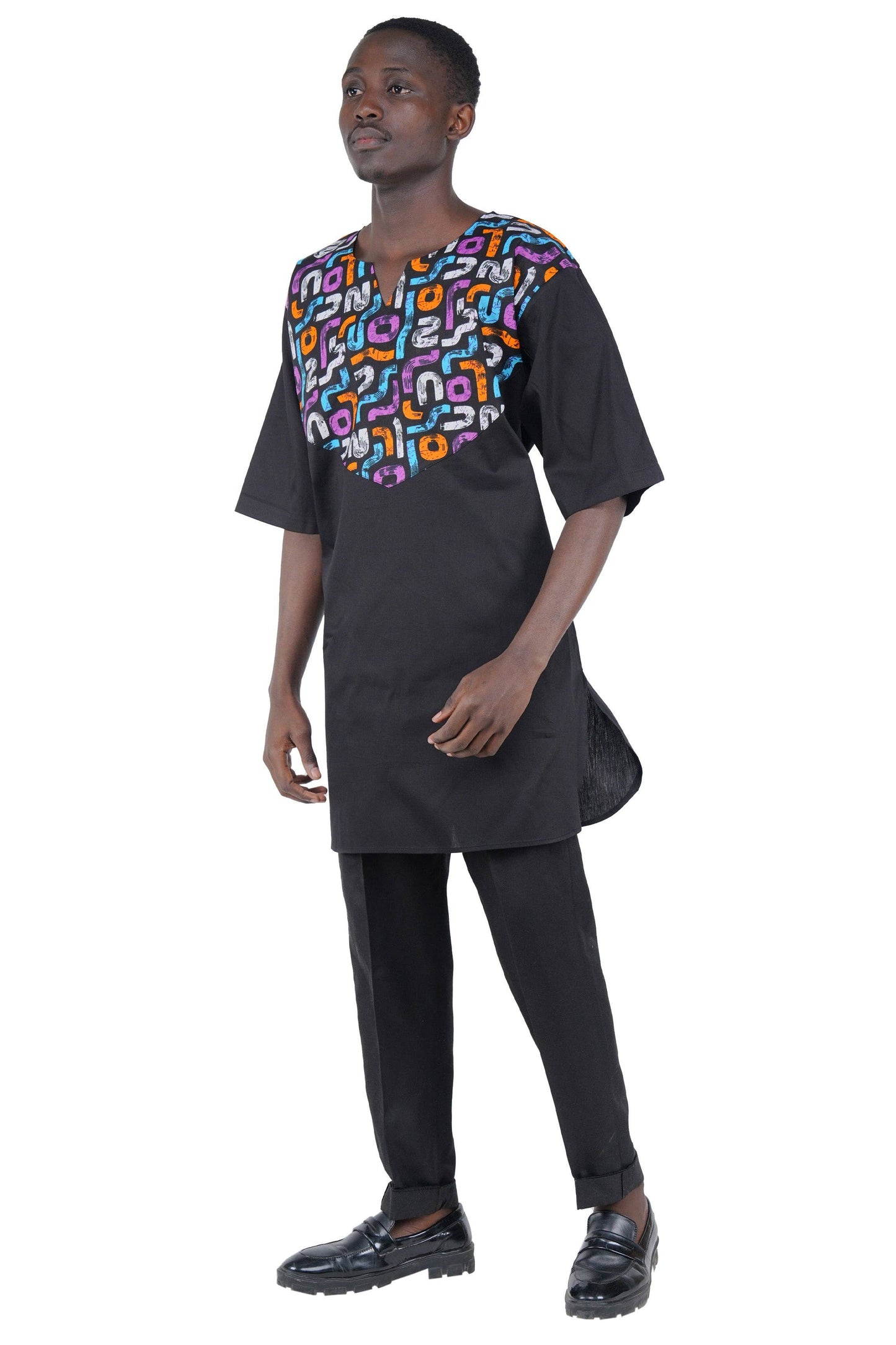 African Accent High Low Swing Dress & Men's Top | One Size & Plus Size