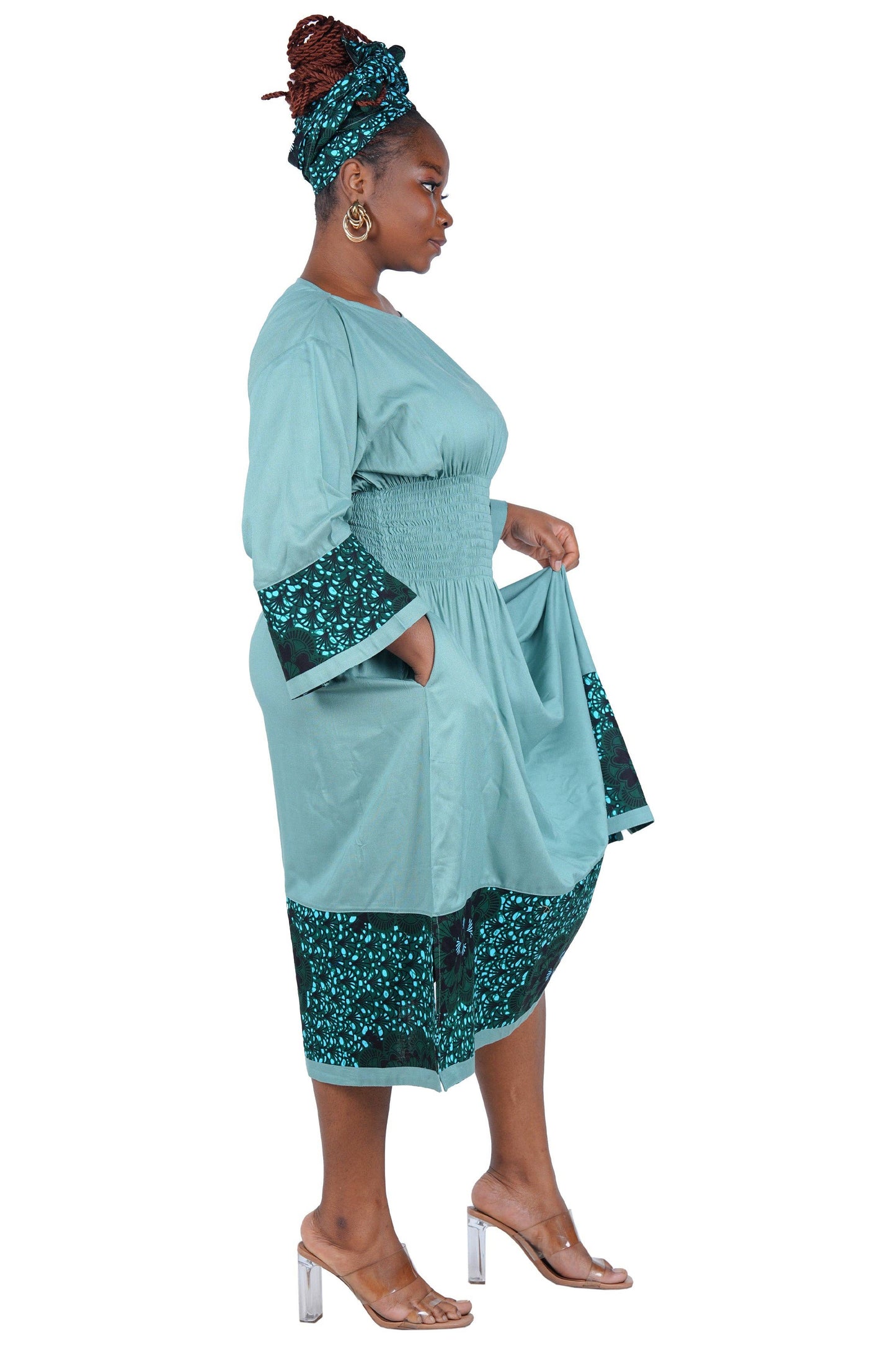 African Trim Midi Dress