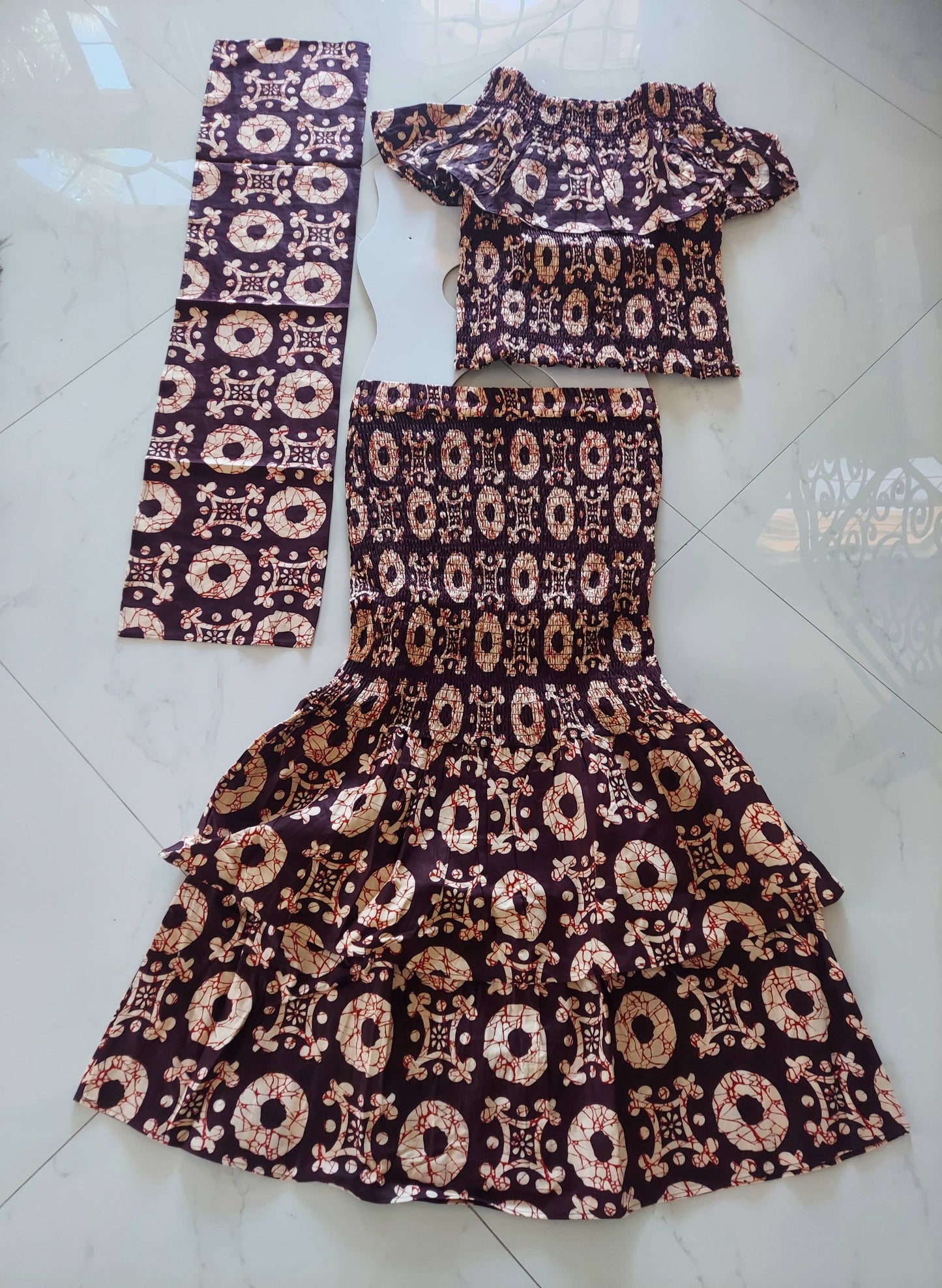 Smock fit & flare Skirt & Blouse Set-DRS019