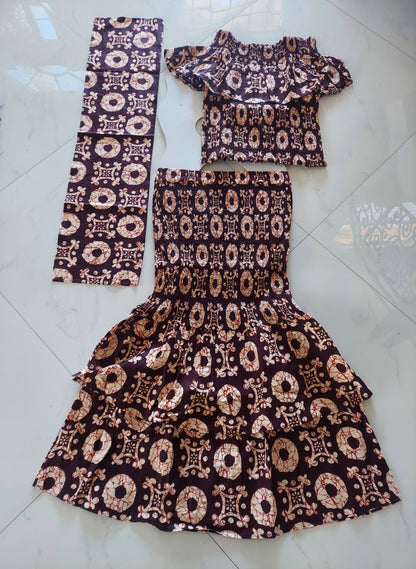 Smock fit & flare Skirt & Blouse Set-DRS019