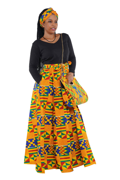African Long Maxi Skirt With Handbag