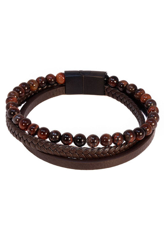 Unisex Multi-Layer Beaded Bangle Bracelets 4BMS06