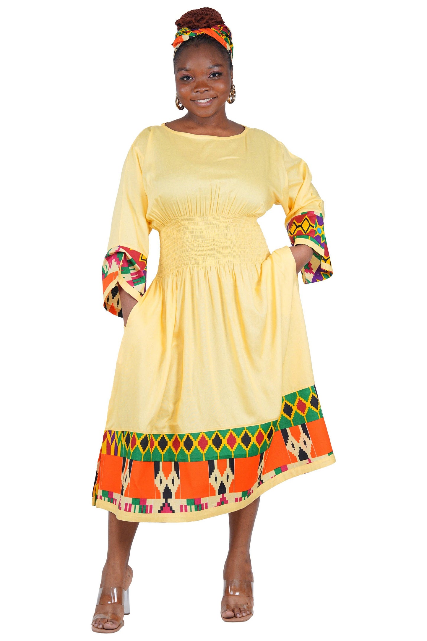 African Trim Midi Dress