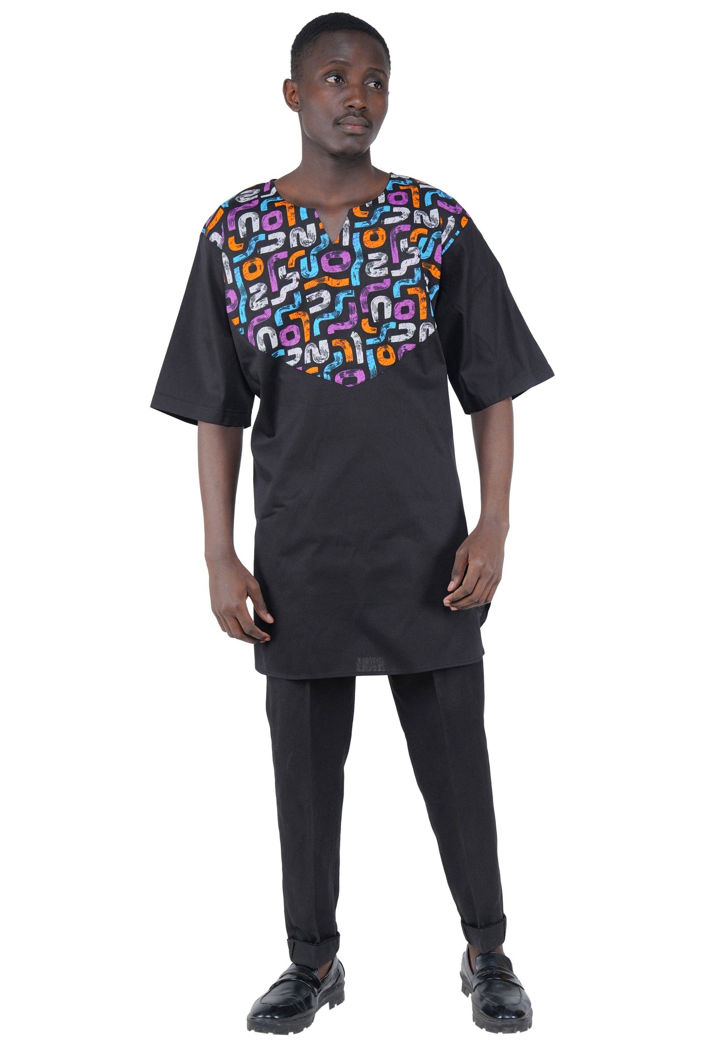 African Accent High Low Swing Dress & Men's Top | One Size & Plus Size