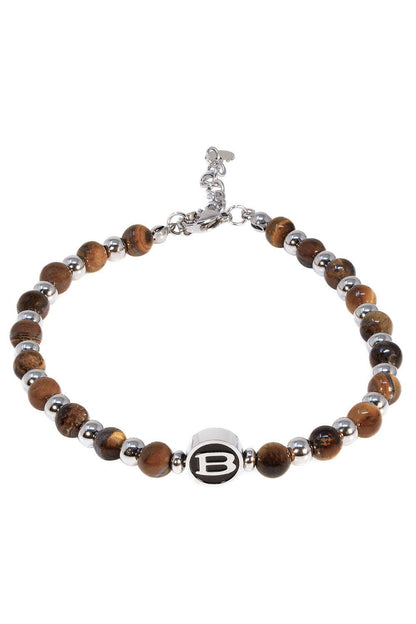 Unisex Woodgrain Jasper and Silver Beads Bracelets 4BB11