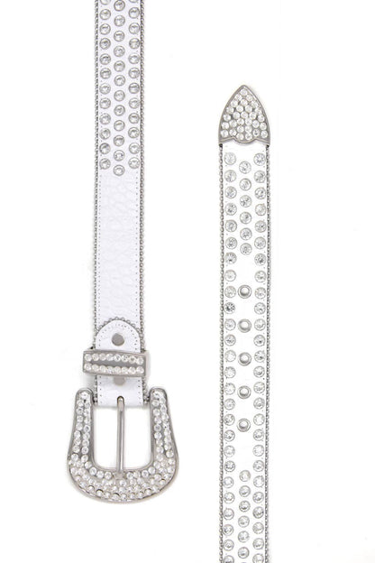 Men's Jewels Rhinestone Stone Buckle leather belt