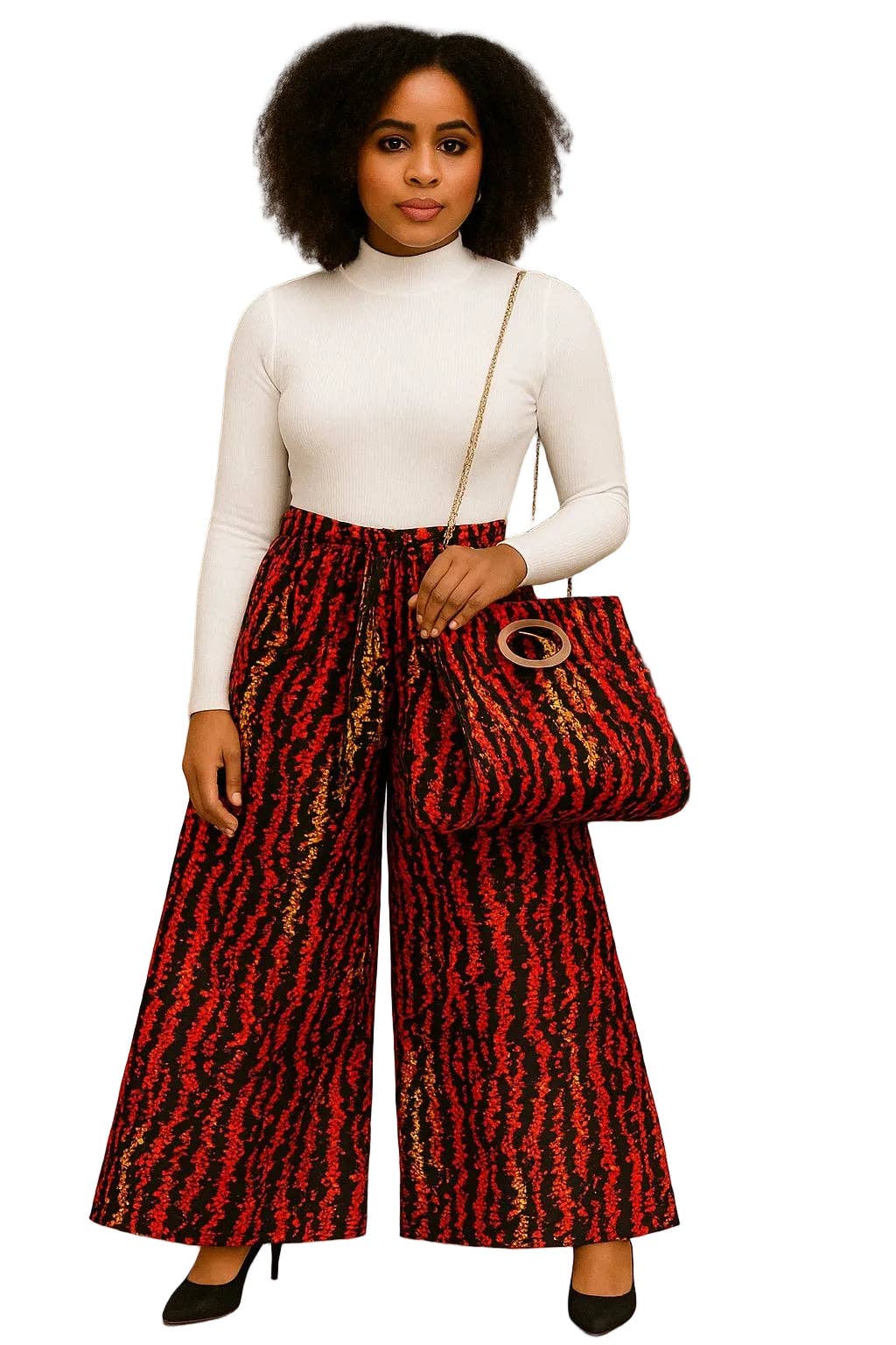 Combo Palazzo Pant & Pocketbook Set  Red PS14