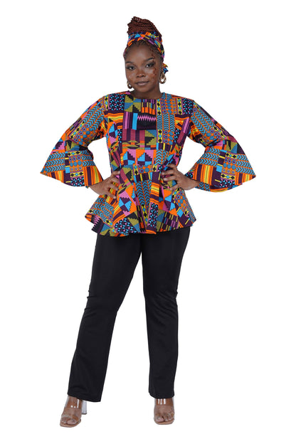 Ankara Umbrella Sleeves Blouse | M to 5XL