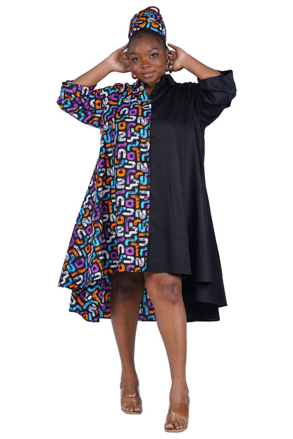 African Accent High Low Swing Dress & Men's Top | One Size & Plus Size