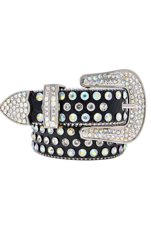 Men's Jewels Rhinestone Stone Buckle leather belt