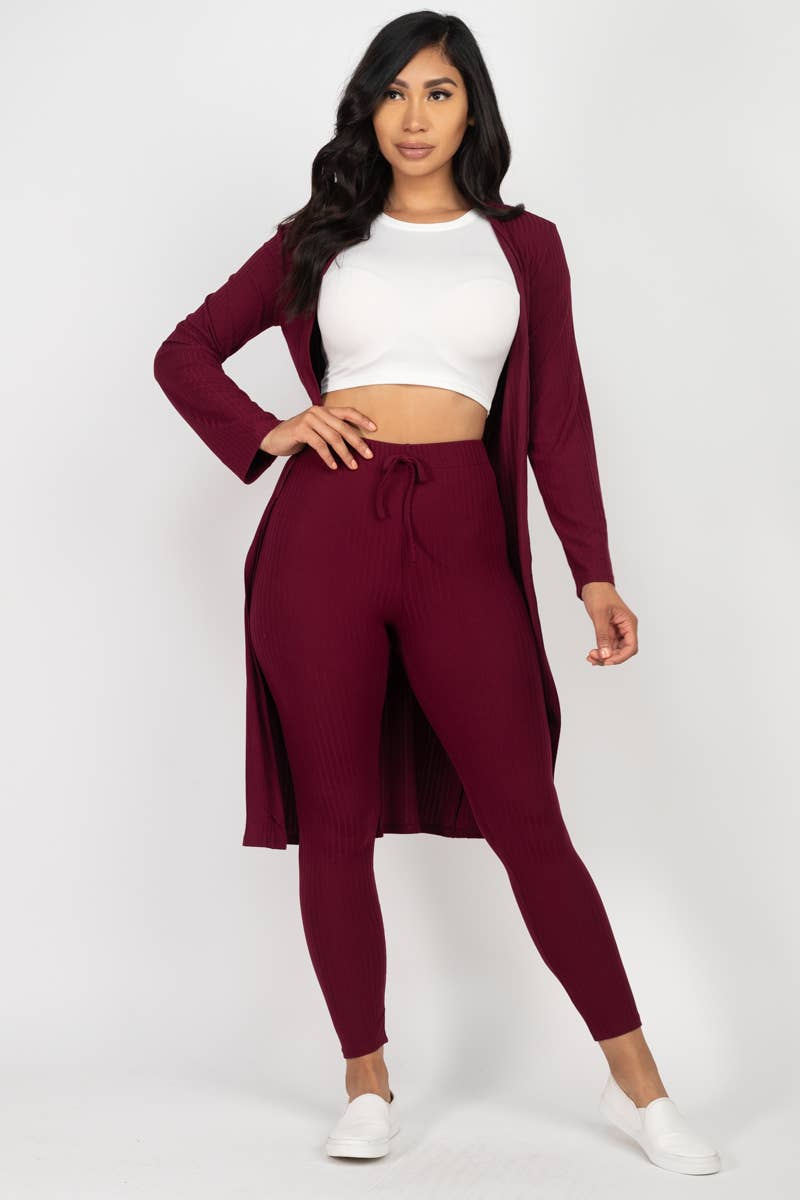 Ribbed Cardigan & Leggings Set