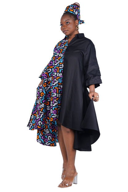 African Accent High Low Swing Dress & Men's Top | One Size & Plus Size