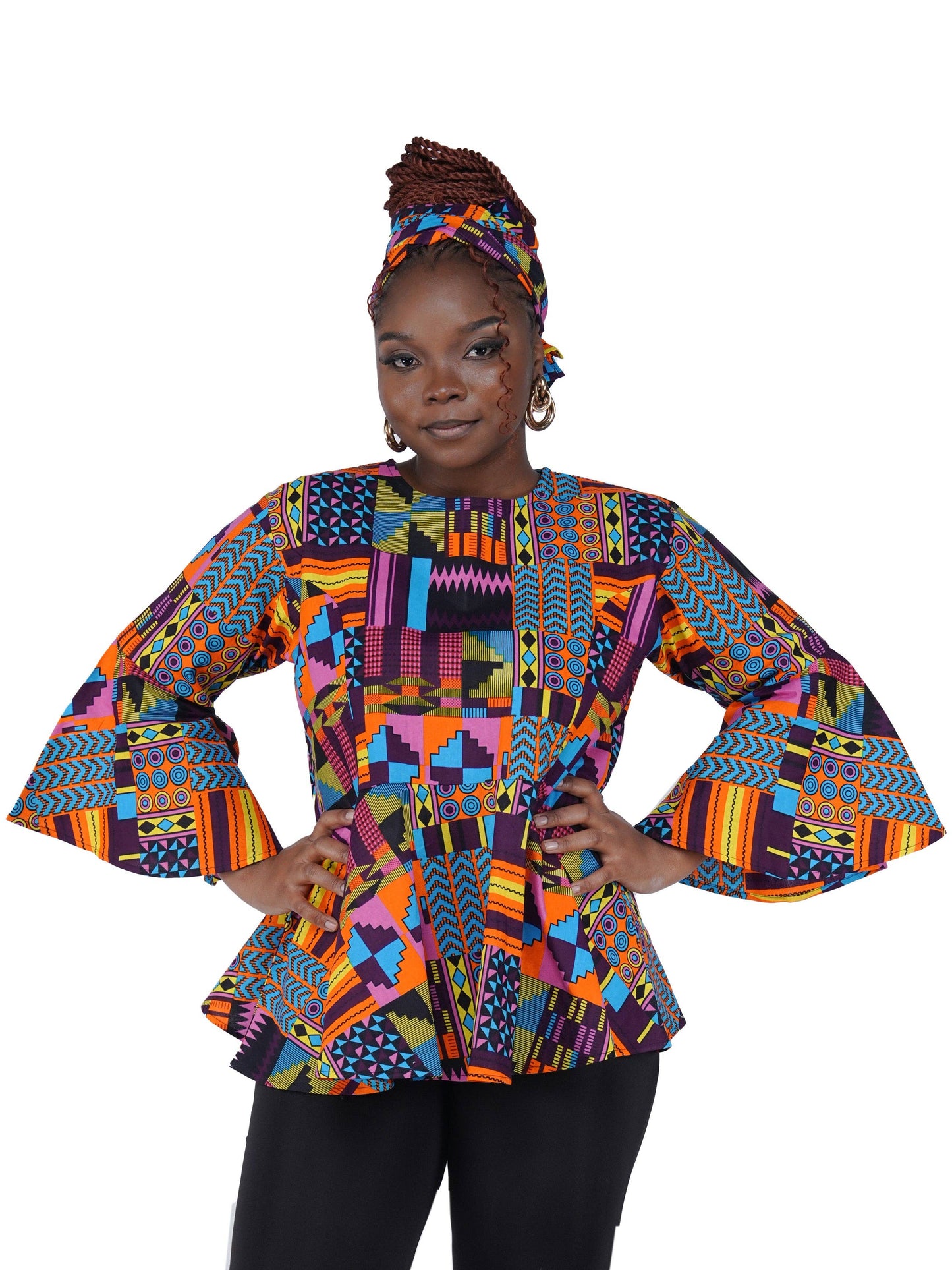 Ankara Umbrella Sleeves Blouse | M to 5XL