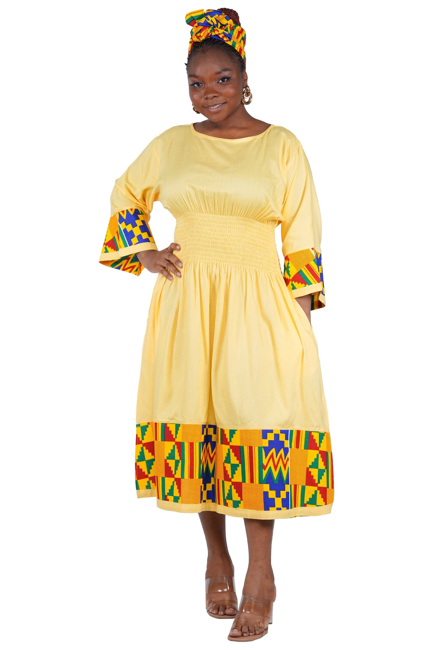 African Trim Midi Dress