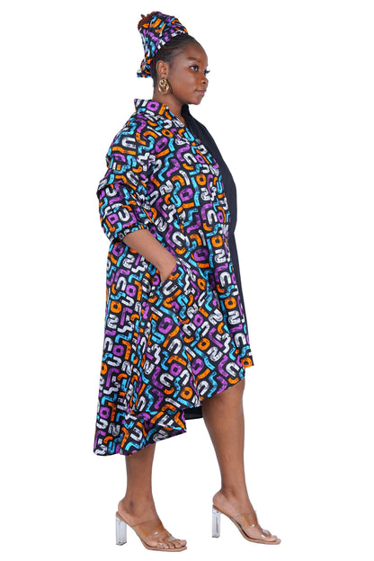 African Accent High Low Swing Dress & Men's Top | One Size & Plus Size