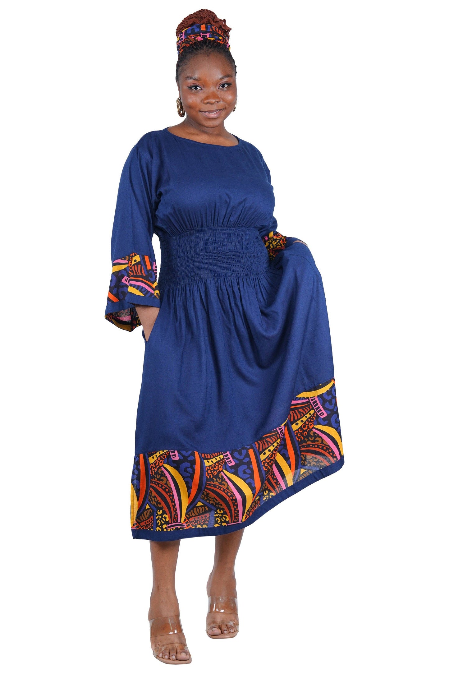 African Trim Midi Dress