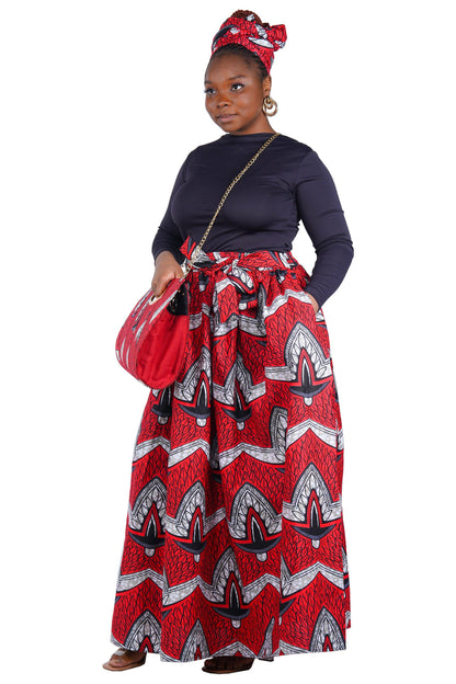 African Long Maxi Skirt With Handbag | One Size