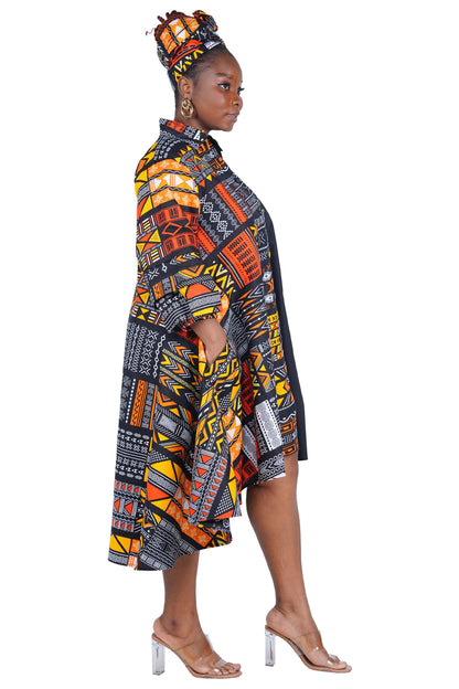 African Accent High Low Swing Dress & Men's Top | One Size & Plus Size