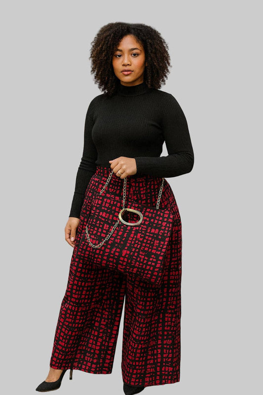 Combo Palazzo Pant & Pocketbook Set  Red PS14