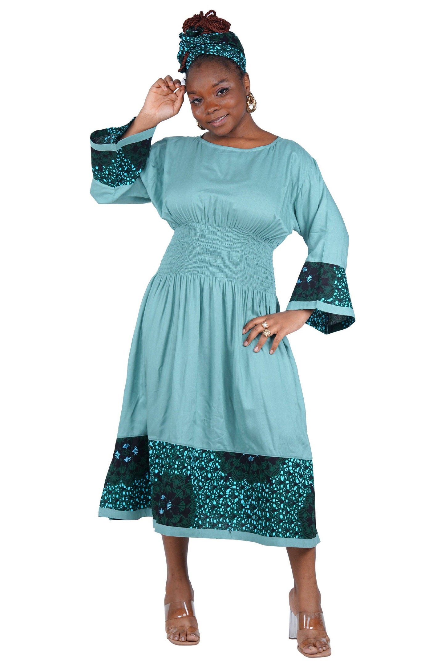 African Trim Midi Dress