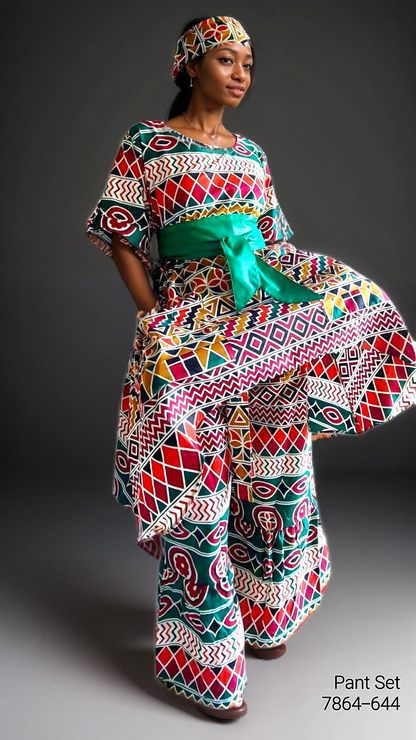 7684 Woman Pant & Blouse Set Print 644