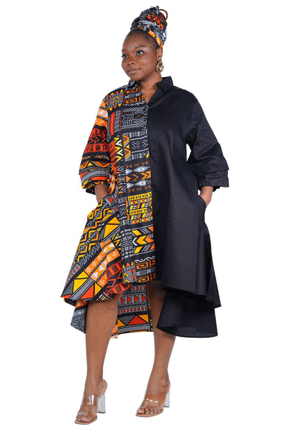 African Accent High Low Swing Dress & Men's Top | One Size & Plus Size