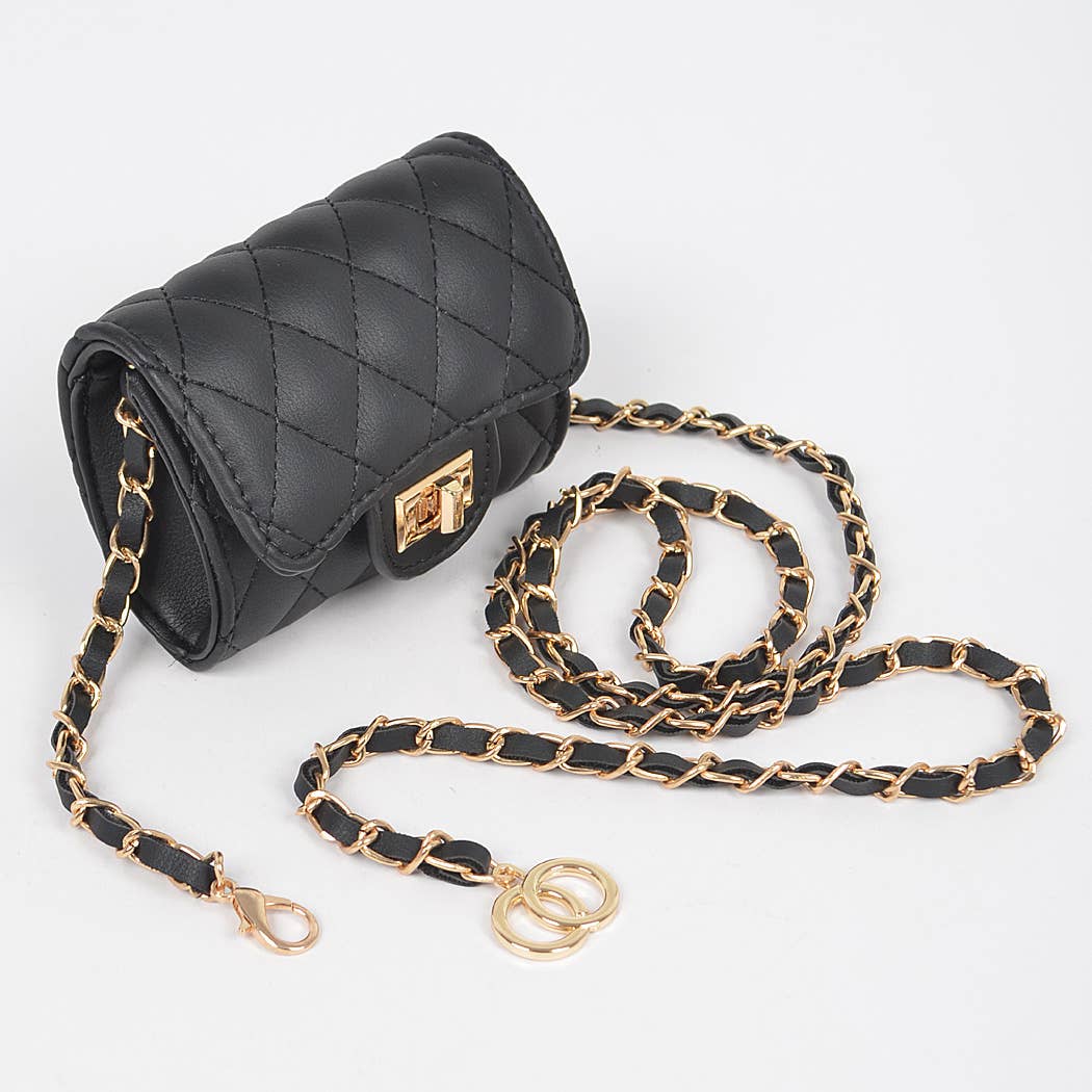 Quilted Mini Bag w/ Chain Belt