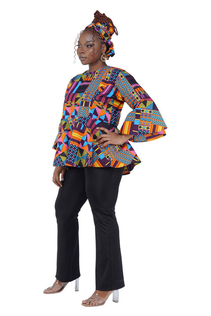 Ankara Umbrella Sleeves Blouse | M to 5XL