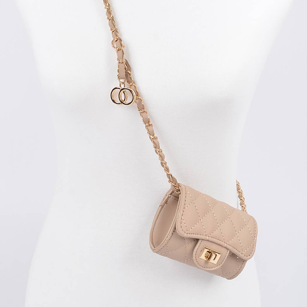 Quilted Mini Bag w/ Chain Belt