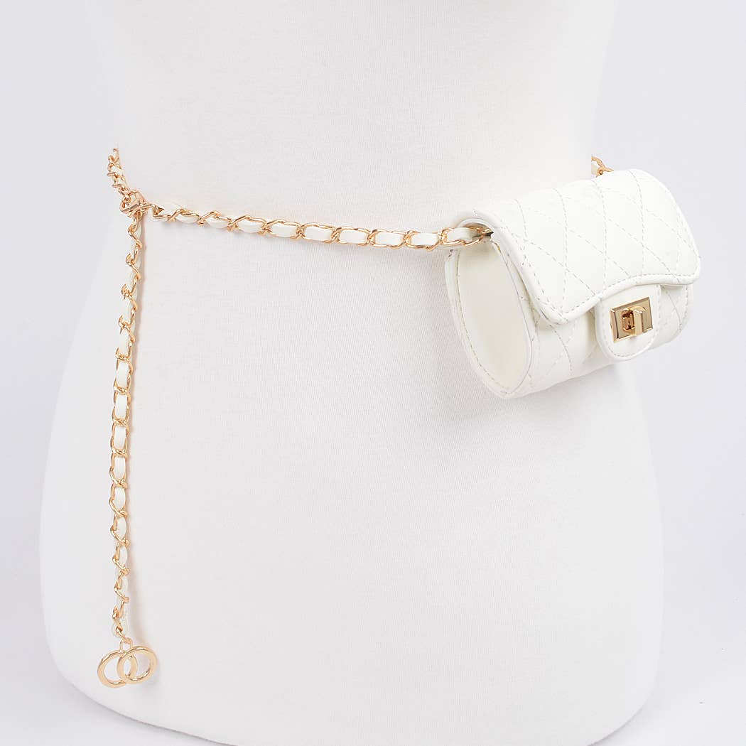 Quilted Mini Bag w/ Chain Belt