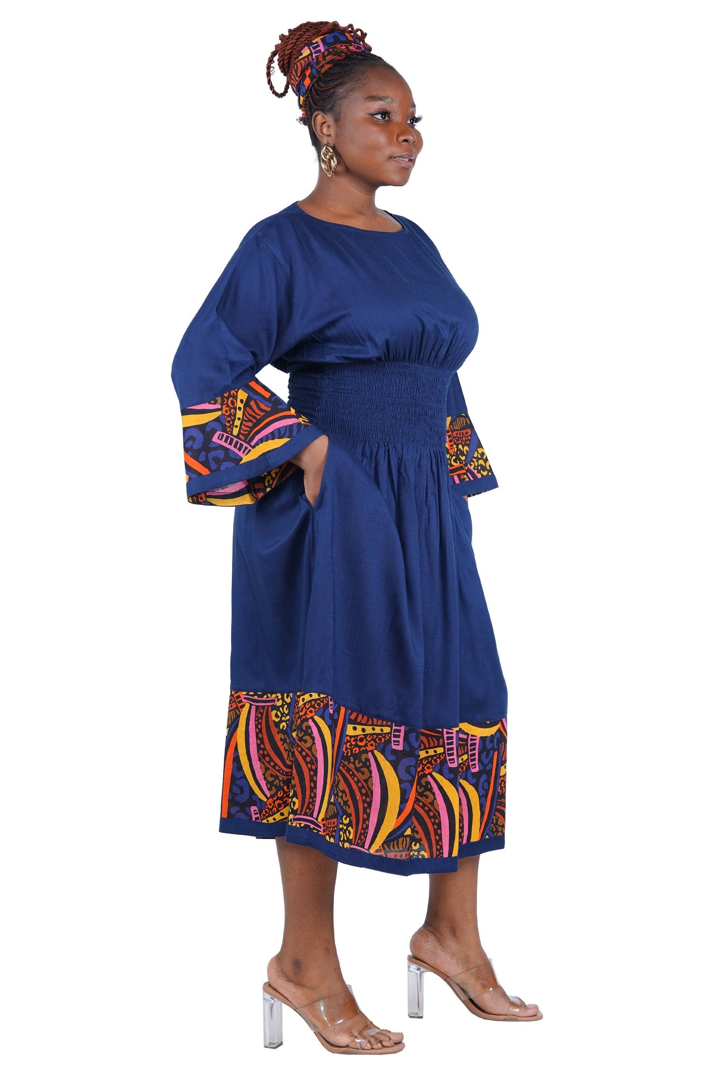 African Trim Midi Dress