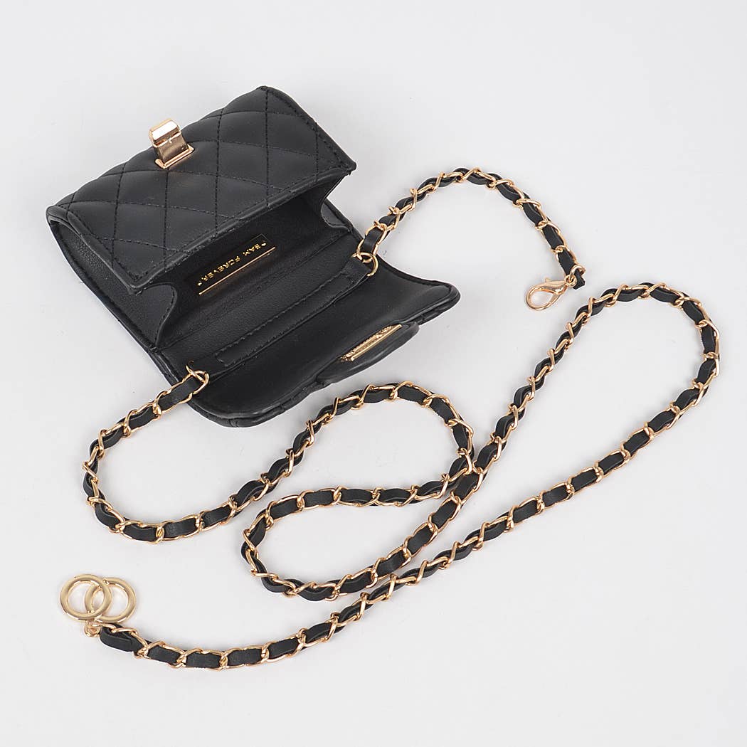 Quilted Mini Bag w/ Chain Belt