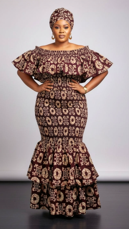 Smock fit & flare Skirt & Blouse Set-DRS019
